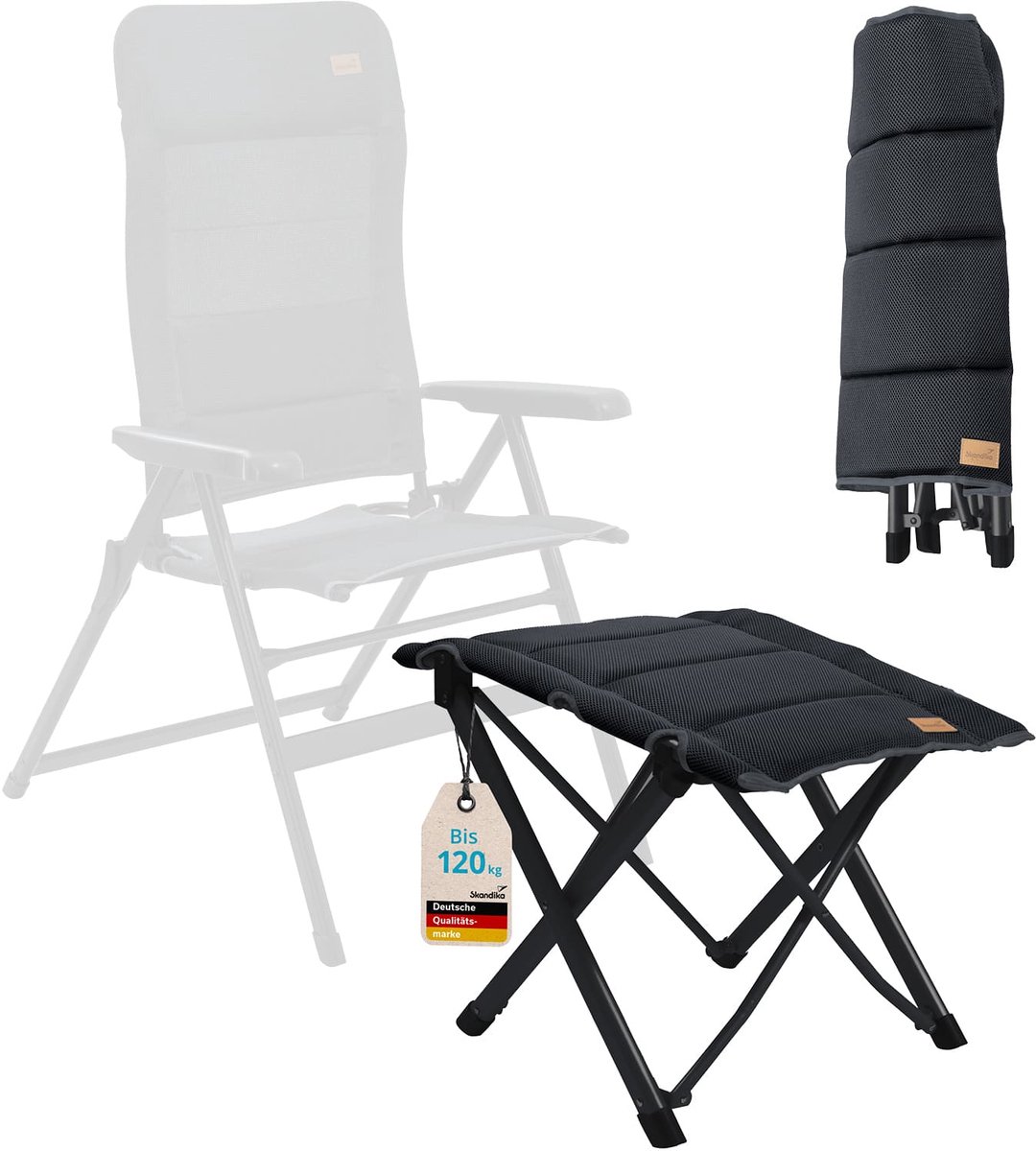 Skandika klapstoel Lepola - Opvouwbare campingstoel van aluminium, aluminium tuinstoel, 7‑voudig verstelbare rugleuning, belastbaar tot 180 kg, inklapbaar, hoge rugleuning, hoofdsteun | Camping, tuin