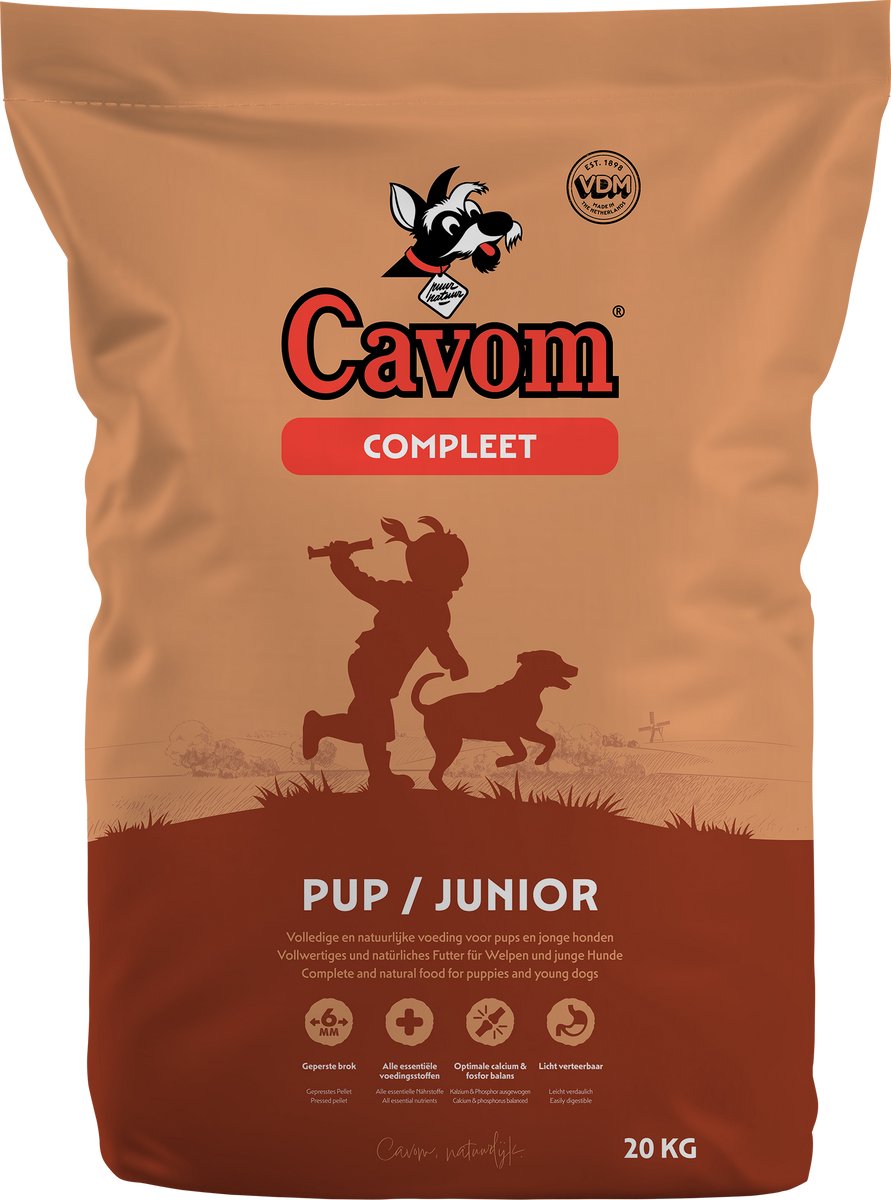 Bol.com Cavom Compleet Pup/Junior - geperste hondenbrokken - 20kg aanbieding