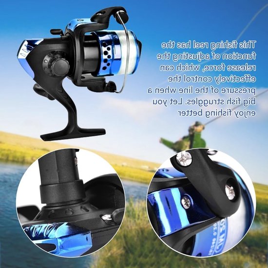 Lichtgewicht en krachtige 200 Type Spinning Fishing Reel met 5.1:1 gear ratio voor zee- en meer vissen, ideaal voor korte hengels en bootvissen — afbeelding 2