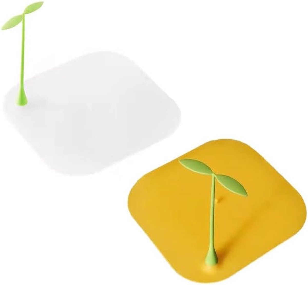 2 PCS bad Stopper Silicone vloer afvoer cover deodorant mat afdichting stekker universele douche vloer wastafel anti-blokkerende sticker haar catcher badkamer (wit en geel)