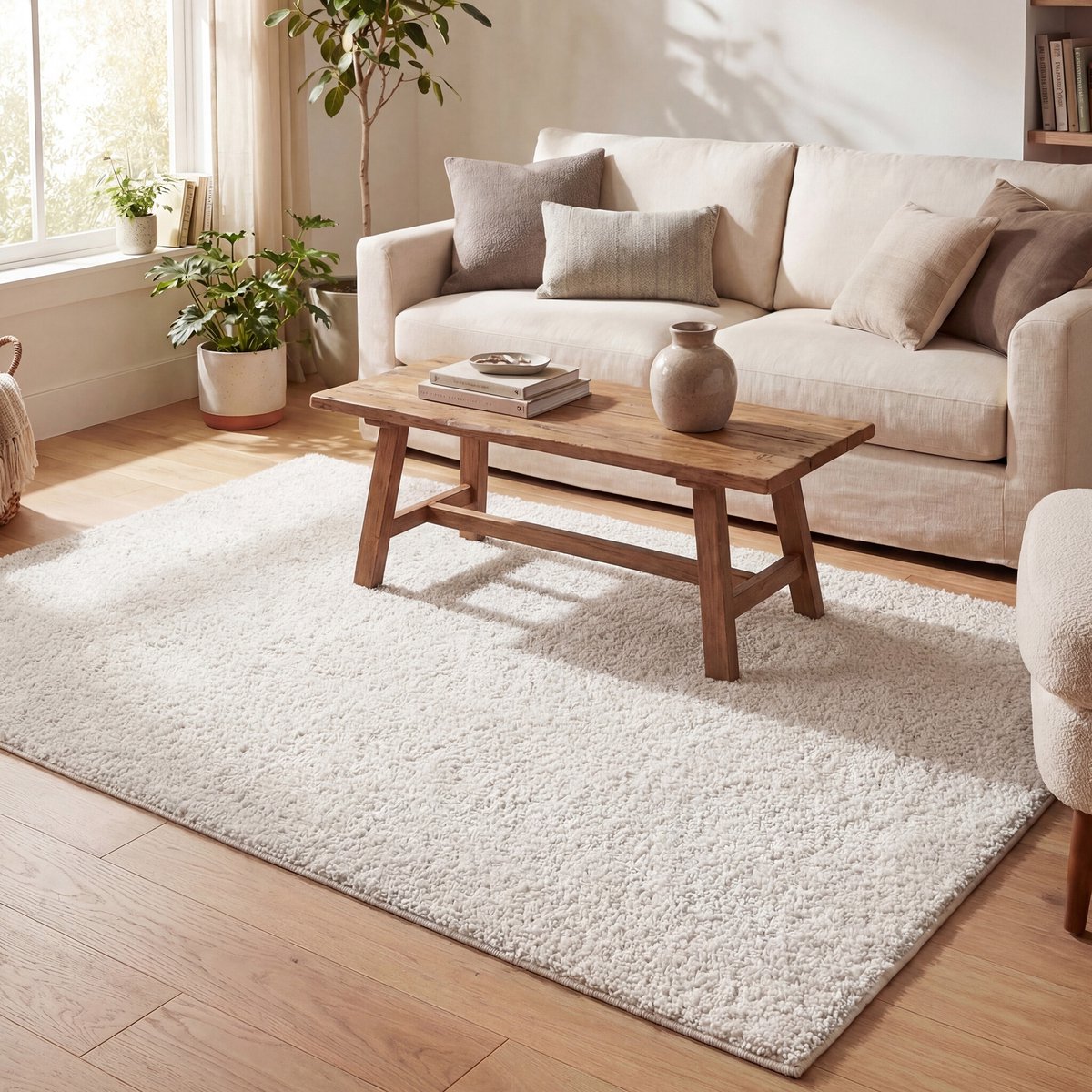 NATURL. Hoogpolig vloerkleed - Lofty Creme/Wit - 120x170cm