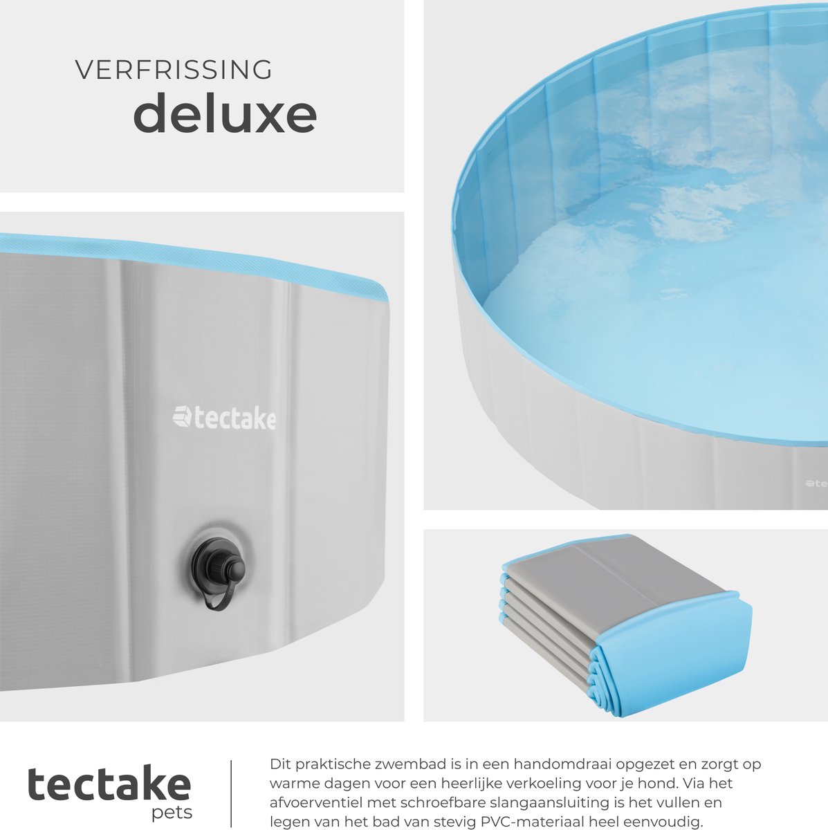 tectake® Hondenzwembad - Hondenpool - Zwembad voor honden - Ballenbak - Opvouwbaar - ⌀160 cm - Extra stevig - Eenvoudig te vullen en te legen thumbnail 5