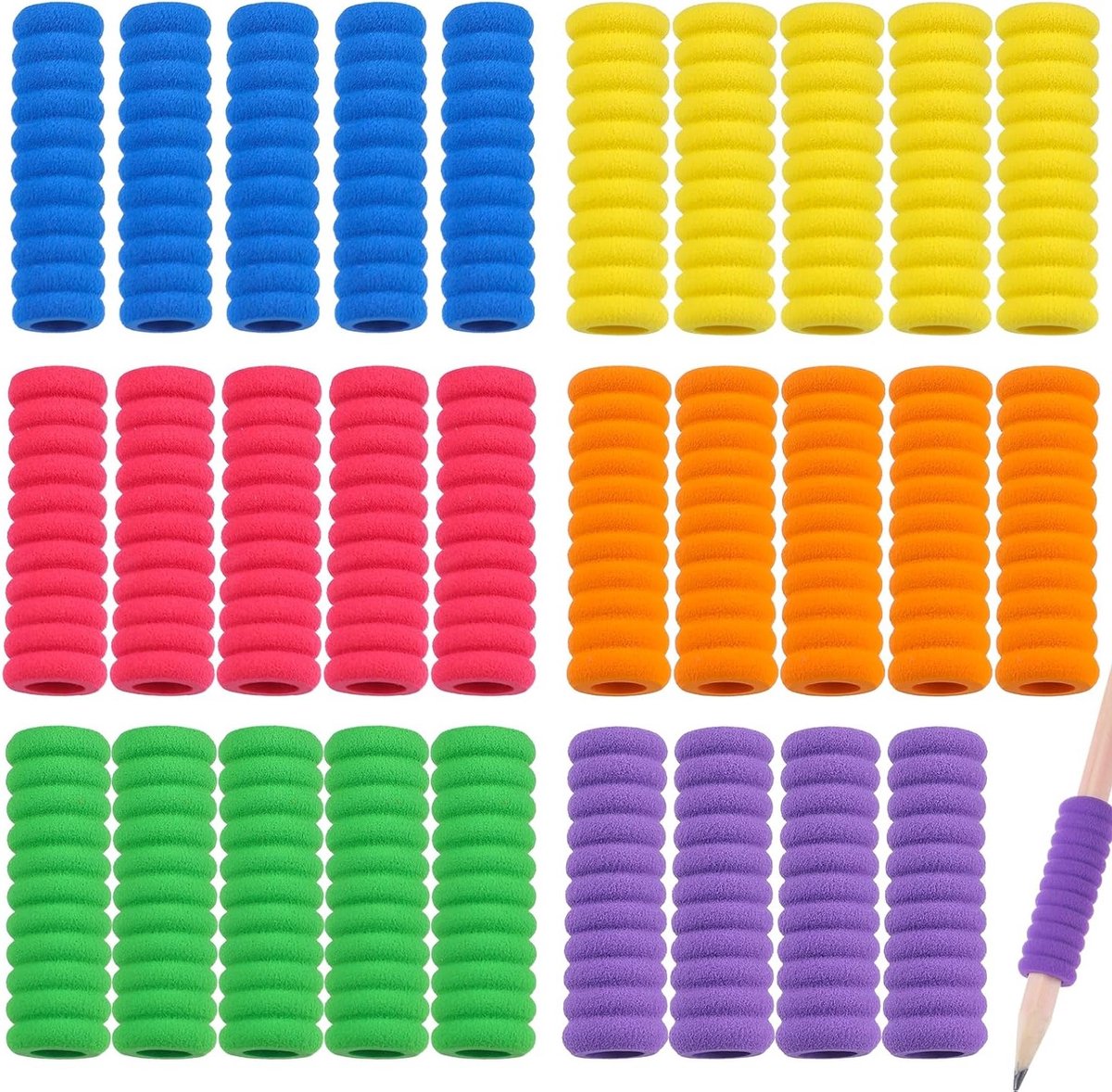 30 Stuks Schuim Grippen voor Pennen en Potloden, Ergonomische Schrijfhulpmiddelen voor Kinderen en Volwassenen