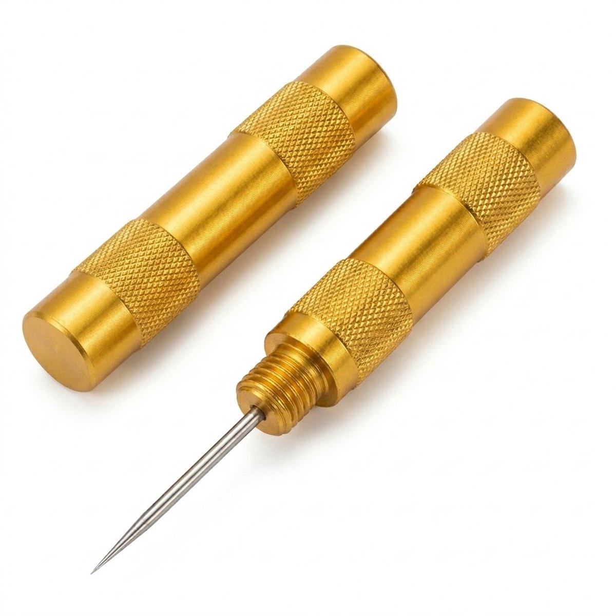 Goudkleurig handnaai prikker naald en spelden accessoire metalen prikpen met beschermhuls voor leerbewerking naaien en knutselen DIY gereedschap compact formaat