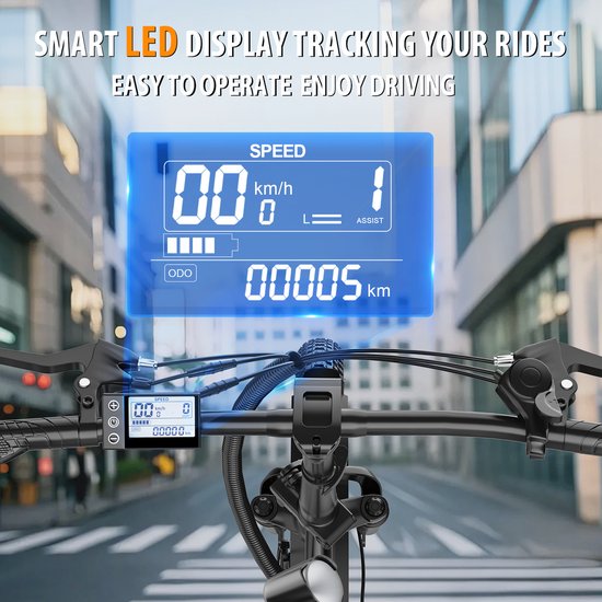 ZAZAWORK C16 Elektrische Fiets - Actieradius tot 50 km - Afneembare 48V 16Ah Batterij - 250W Motor - 7 Versnellingen - 20 Inch Opvouwbare E-Bike - Zwart van Merkloos — afbeelding 4