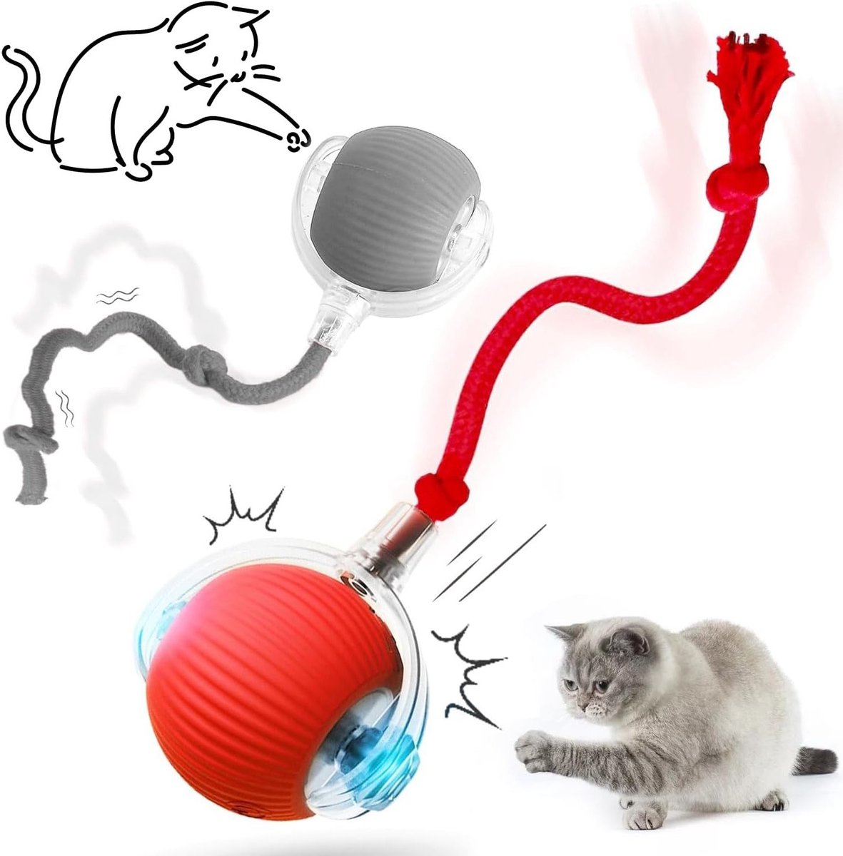 Interactief Kat Speelgoed, Oplaadbare Elektrische Katbal, 360° Rollende Slimme Bal voor Katten en Honden, Stimuleert Speelgedrag en Beweging