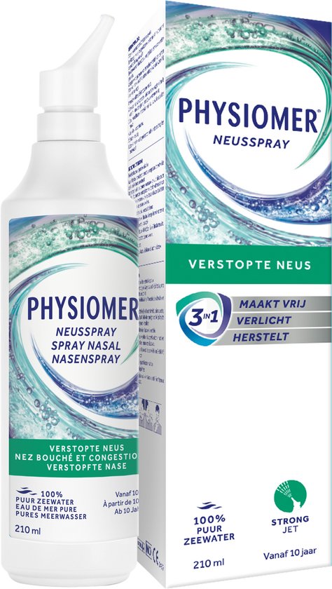 Physiomer Strong Jet 3 in 1 - Maakt vrij, verlicht en herstelt - Neusspray - reiniging van de neusholtes - 210ml