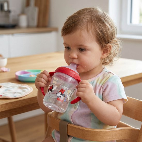 DISNEY Minnie Mouse NUK Veilige drinkfles voor beginnende drinkers, handvatten, tegen koliek, siliconen anti-lek speen 150ml 6m+ van Disney — afbeelding 5