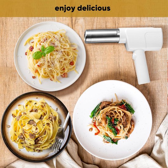 Elektrische Pastamachine - Automatische Noodle Maker met 5 Opzetstukken - Draadloos (2000 mAh) - Voor Verse Pasta & Noedels van Merkloos — afbeelding 2
