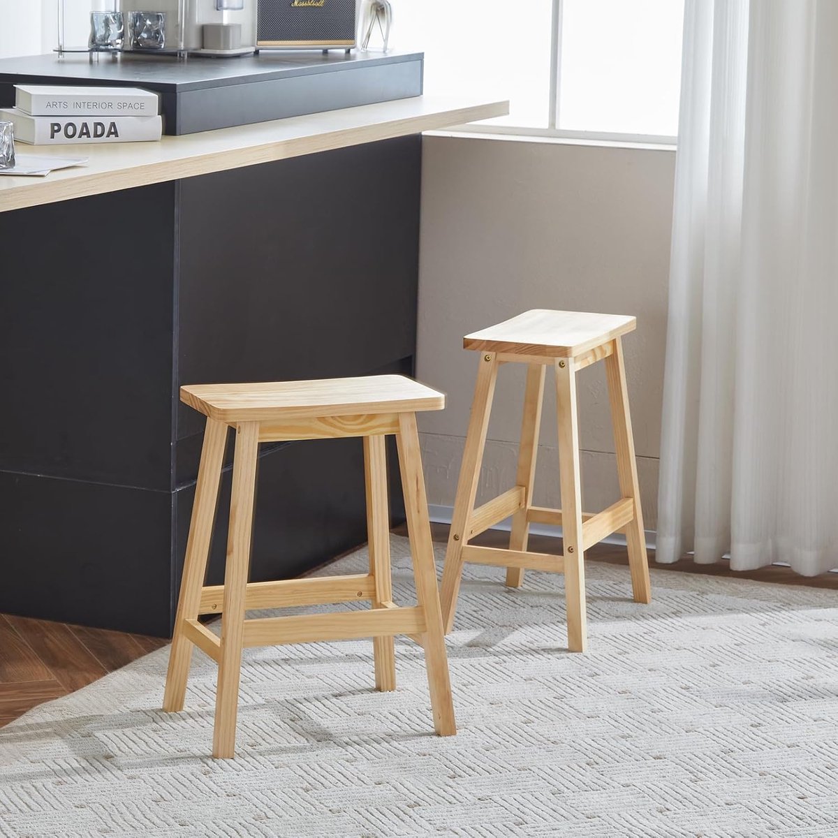 Barkrukken Set van 2 – Met Rugleuning – Grenen – Industrohome