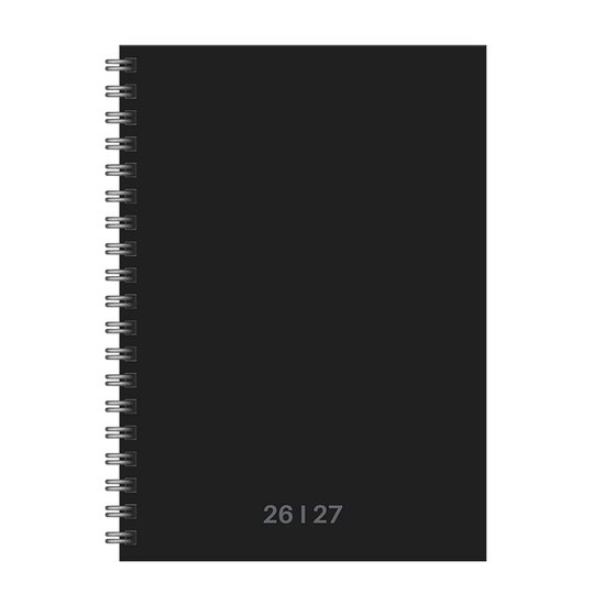 SOHO Black Agenda - 2026-2027 - A5 formaat - Spiraal - 1 week op 2 pagina's - Harde kaft - Met Elastiek