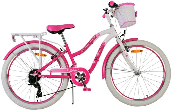 Volare Lovely meisjesfiets 24 inch, roze, 7 versnellingen