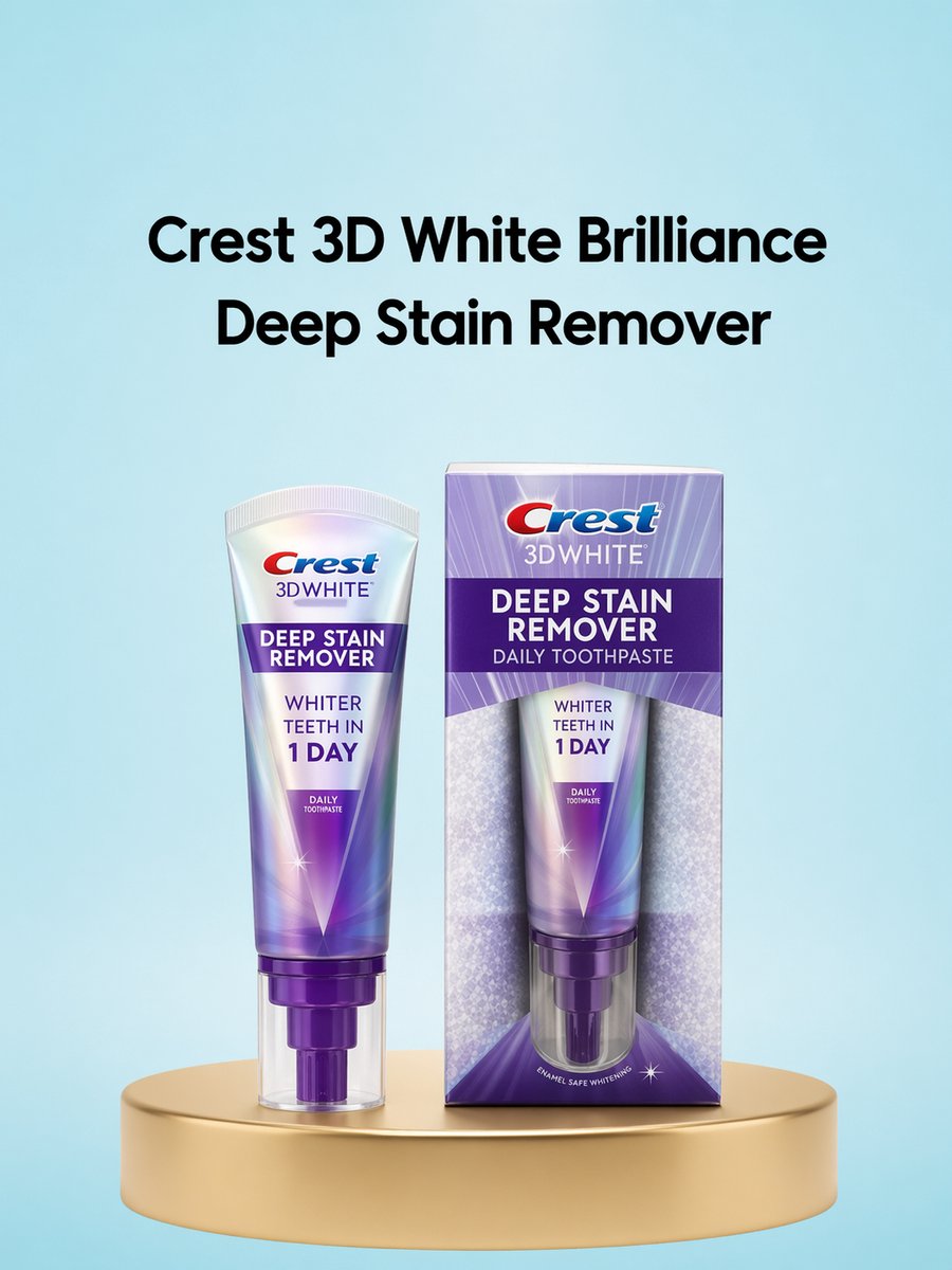 Crest 3D White Brilliance Deep Stain Remover – Groot formaat – Nieuw in Nederland – Verwijdert Diepe Tanden Vlekken, Verheldert Tanden & Beschermt Tandglazuur – Voor een Stralende, Witte & Gezonde Glimlach