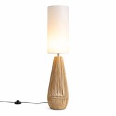 LuxaLiving Boho lamp – 133 cm – Staande Lamp met Stoffen Kap – Natuurlijke Beige Vloerlamp – Warme Sfeerverlichting voor Woonkamer & Slaapkamer