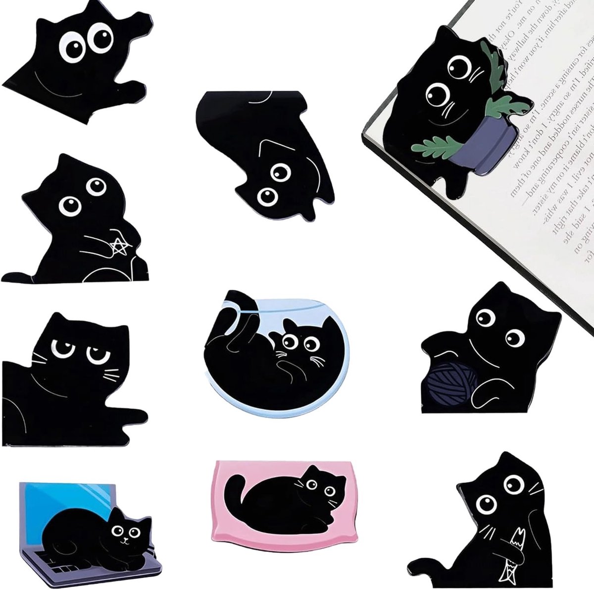 Magnetische Boekenleggers voor Kinderen en Boekliefhebbers - 10 Persoonlijke Katten Boekenleggers, Perfect voor Studenten en Docenten