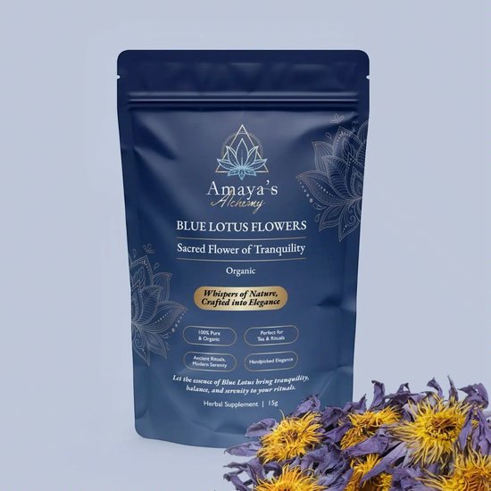Biologische Blauwe Lotus Bloemen – 100% Bio Gecertificeerd – Hele Bloemen – Meditatie & Ontspanning – 15g Whole Blue Lotus | Amaya's Alchemy