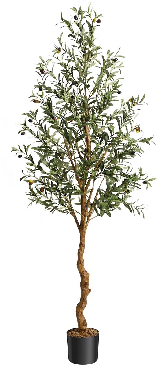 Geargalaxy Kunstmatige Olijfboom - Olijfboom Nepplant voor Binnen - Decoratieve Olijfboom - Kunstplant - 180 cm - Inclusief mandje