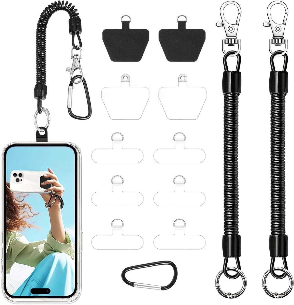 Telefoonkoord met Diefstalbeveiliging en 8 Universele Patches voor Smartphones - Lanyard voor Veilig Gebruik en Gemak