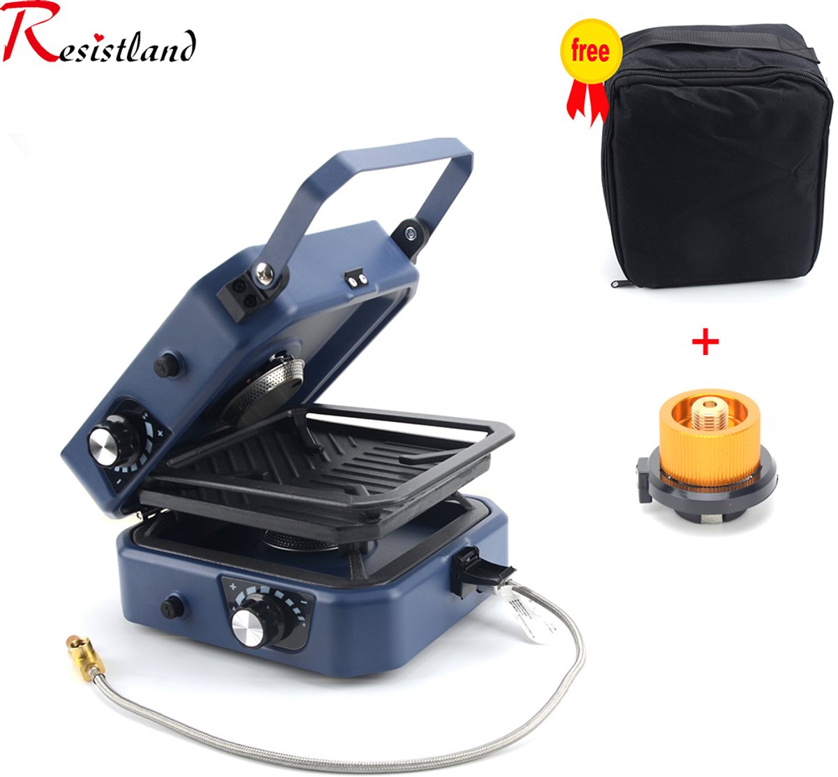 Jently gasbrander BBQ - dubbele gasbrander BBQ - voor kamperen - draagbaar - 800W
