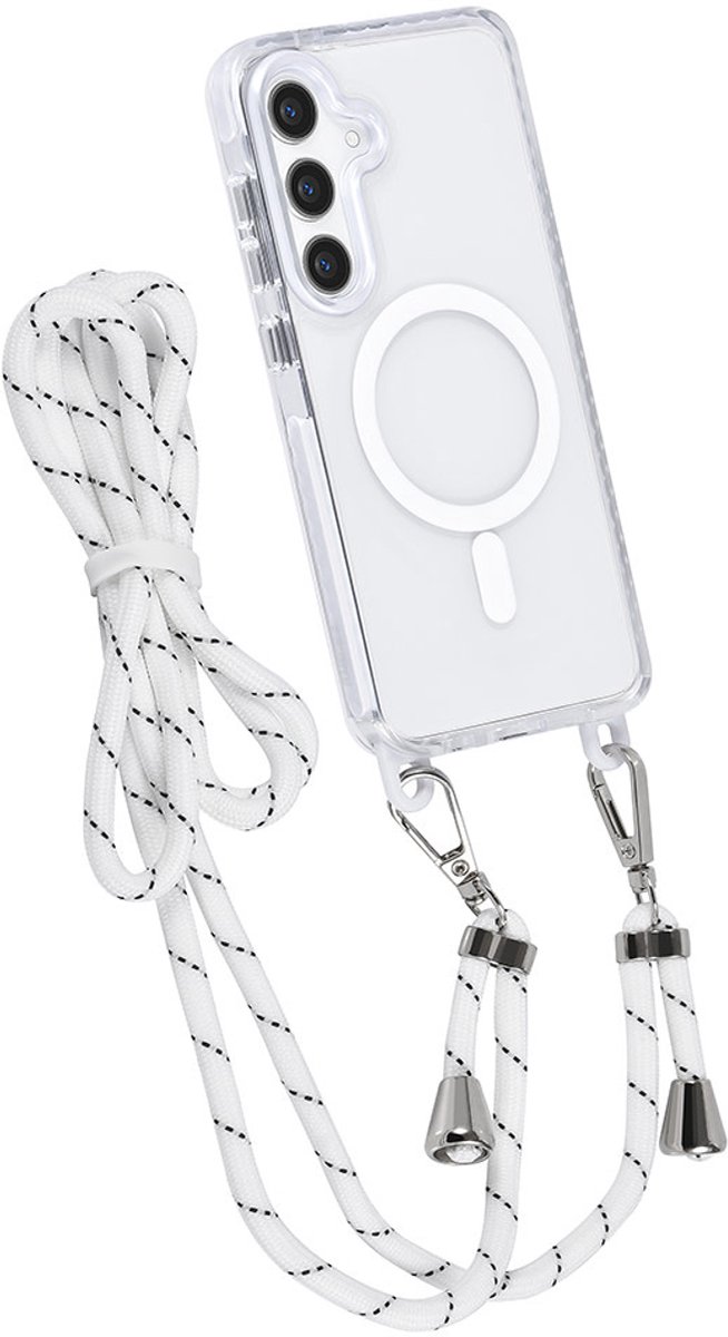 TUNIQ telefoonhoesje voor Samsung Galaxy S24 Plus - MagSafe backcover met koord - Wit