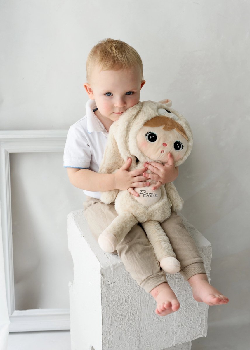 metoo/ knuffel /beige/ konijn/ geboorte cadeau| baby /kind/cadeau/gepersonaliseerd