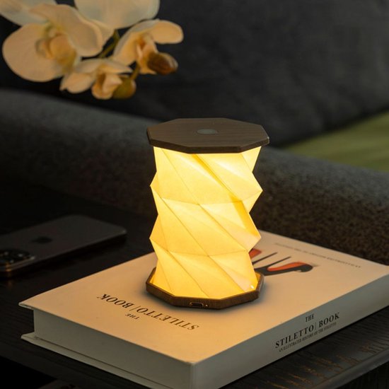 Gingko - Mini Hexagon Twist Lamp - Walnut