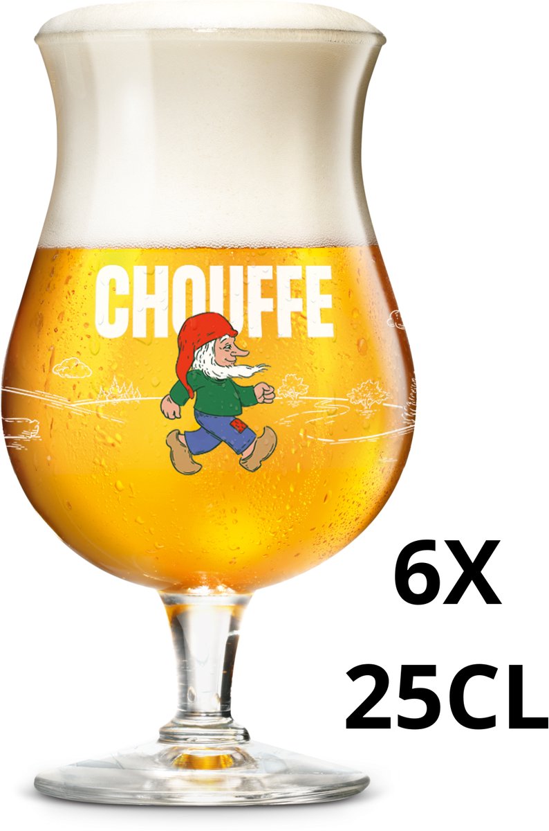 6x La Chouffe Bierglas – 25 cl – Origineel Belgisch Bierglas – Set van 6