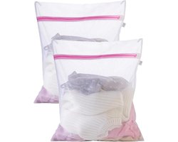 Set van 2 grote waszakken voor wasmachine - Beschermende wasnetten met rits - 50x60 cm
