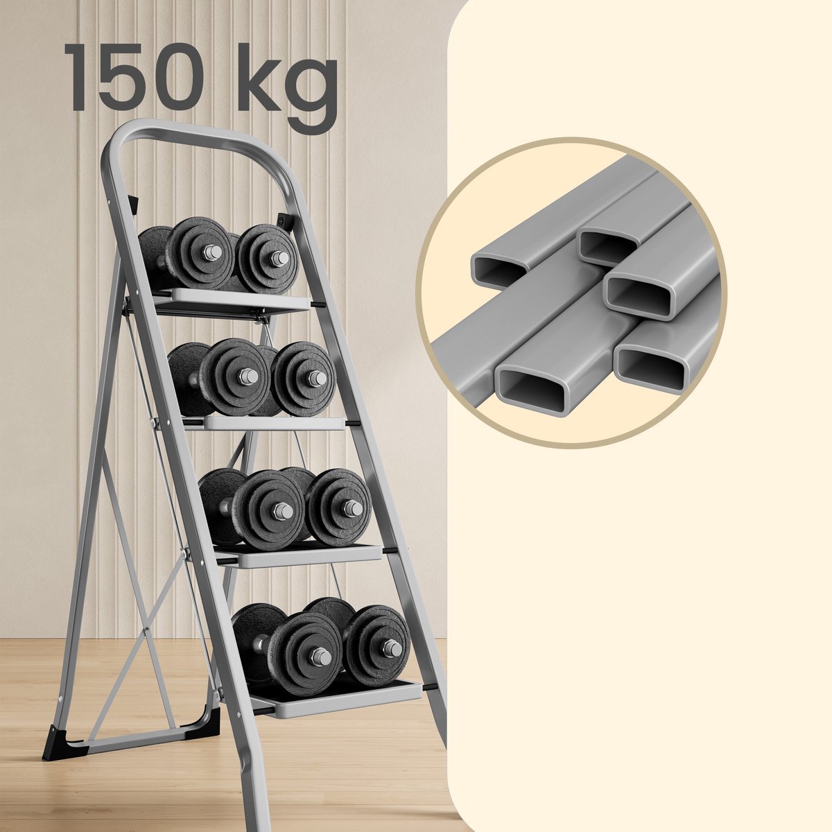 SONGMICS - Ladder - Trapladder met 4 Treden - Opvouwbaar - Draagvermogen tot 150 kg – foto 3