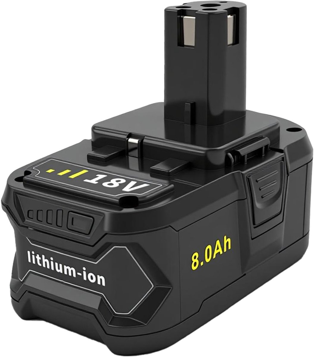 Vervangende 18V 8.0Ah accu voor Ryobi 18V accu P103 P104, compatibel met Ryobi 18V draadloos elektrisch gereedschap.