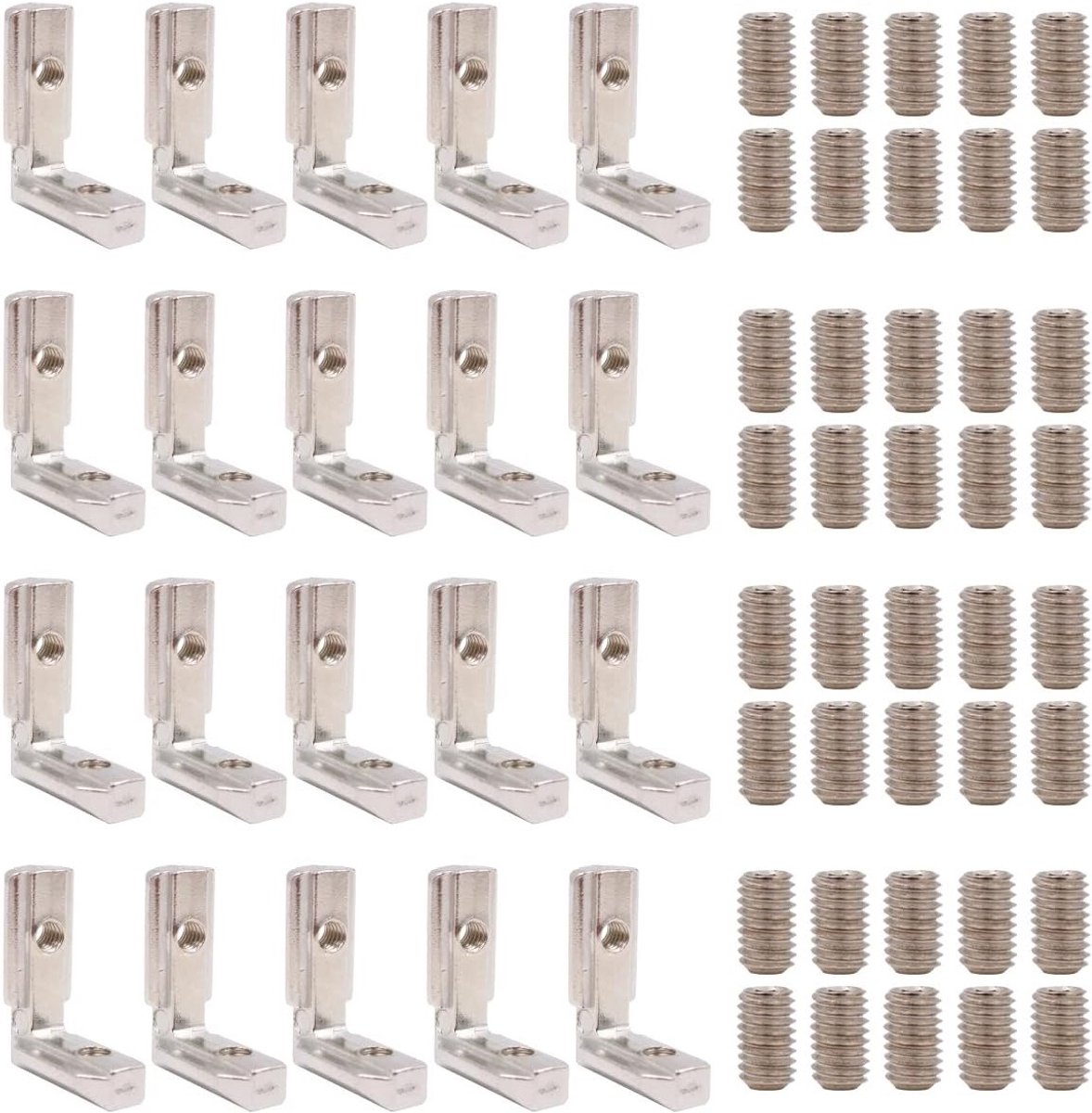 20 stuks T-slot Binnenhoek Connector voor EU-3030 Aluminium Profielen met Zinklegering Beugels