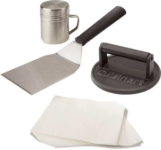 Cuisinart Hamburgerpers - Smash Burger Pers van Gietijzer - Hamburger Maker voor de Barbecue of Kookplaat - 17 cm
