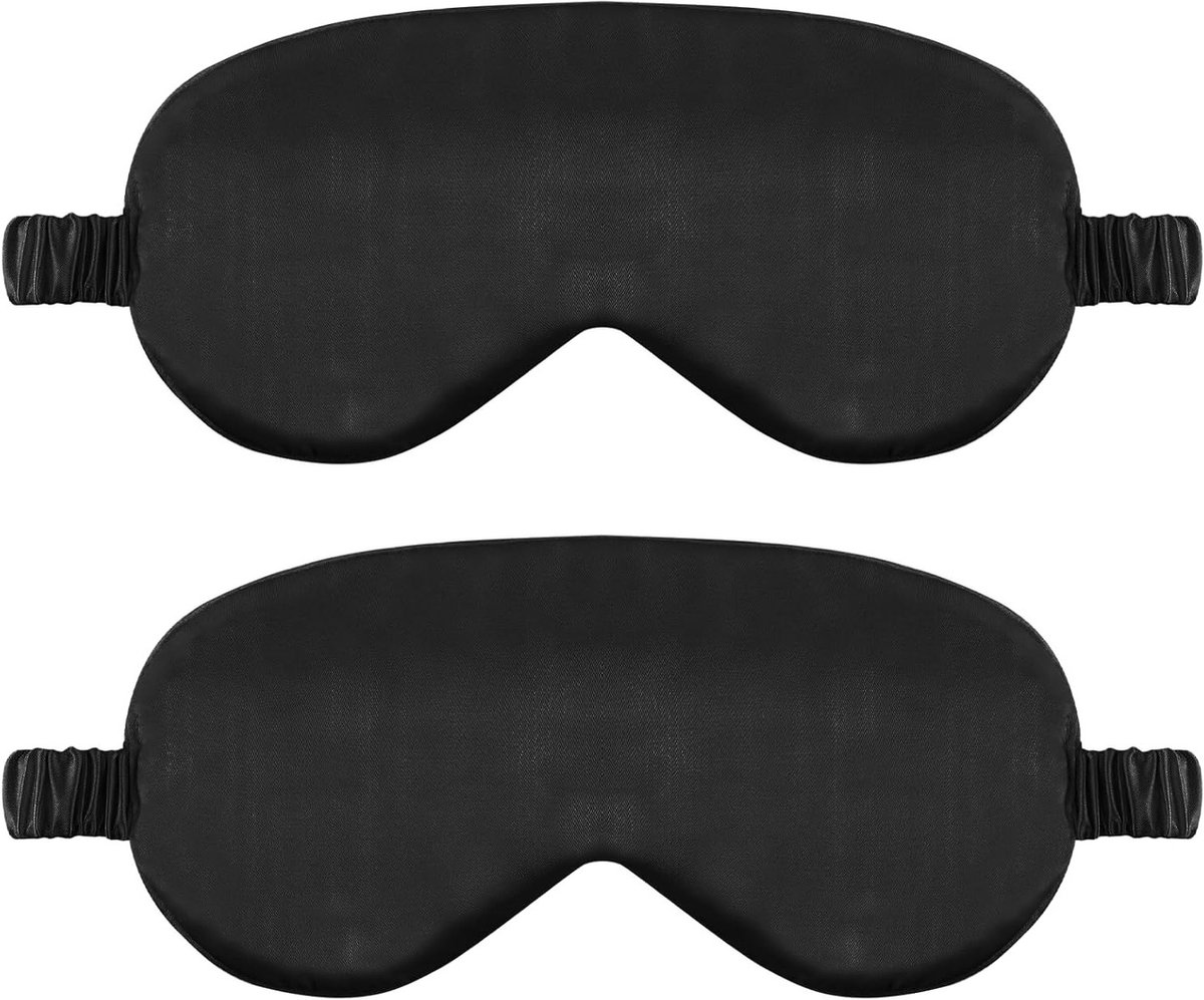 Zacht Satijnen Oogmasker voor Slaap, 2-Pack Comfortabele Blindfold met Elastische Band voor Dames en Heren, Ideaal voor Reis en Ontspanning