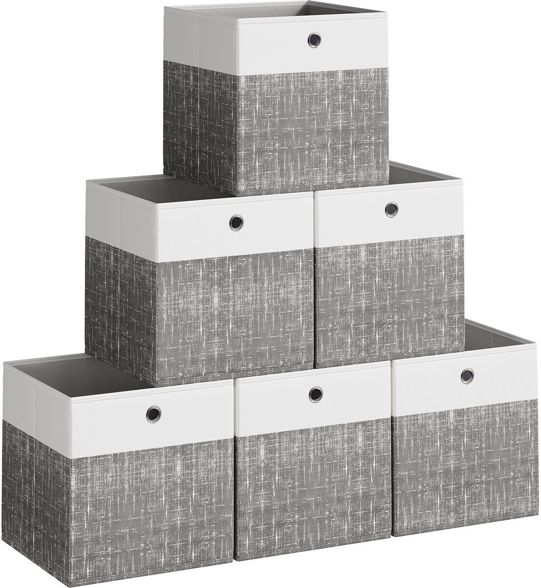 SONGMICS - Opbergbox - Opbergdoos - Set van 6 - Opvouwbare Stoffen Boxen - Met PP-Platen - Rekken