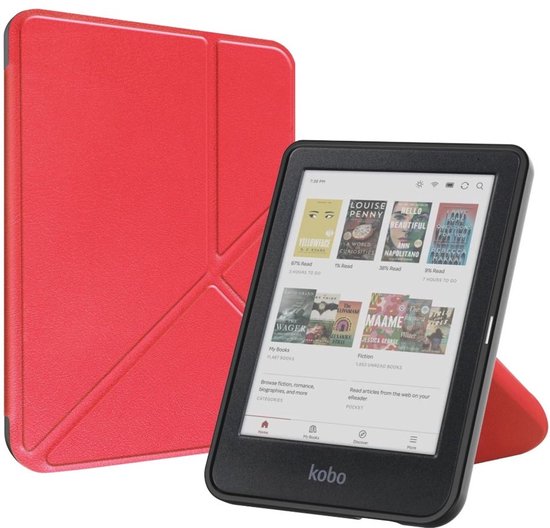 Rood hoesje geschikt voor Kobo Clara BW - Bescherm Case - Trifold - Book Cover - Tablet Cover - Rood - CHPN — afbeelding 3