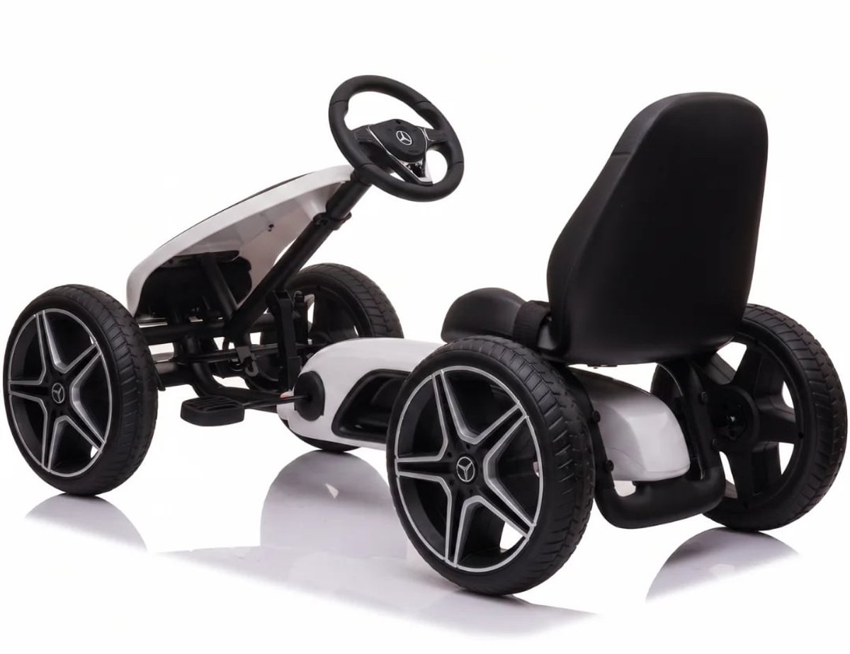 Mercedes Skelter 3 tot 7 jaar – Officieel Gelicentieerde Go Kart met Lederen Zitje & Claxon – Kindervoertuig met Verstelbaar Zadel, EVA-Wielen & Handrem – Wit — afbeelding 7