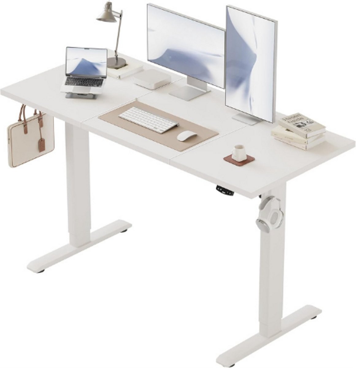 AGILESTIC In Hoogte Verstelbaar Elektrisch Bureau 120x60 cm - Zit Sta Bureau Met Geheugenfunctie - Ergonomisch En Stabiel - Wit