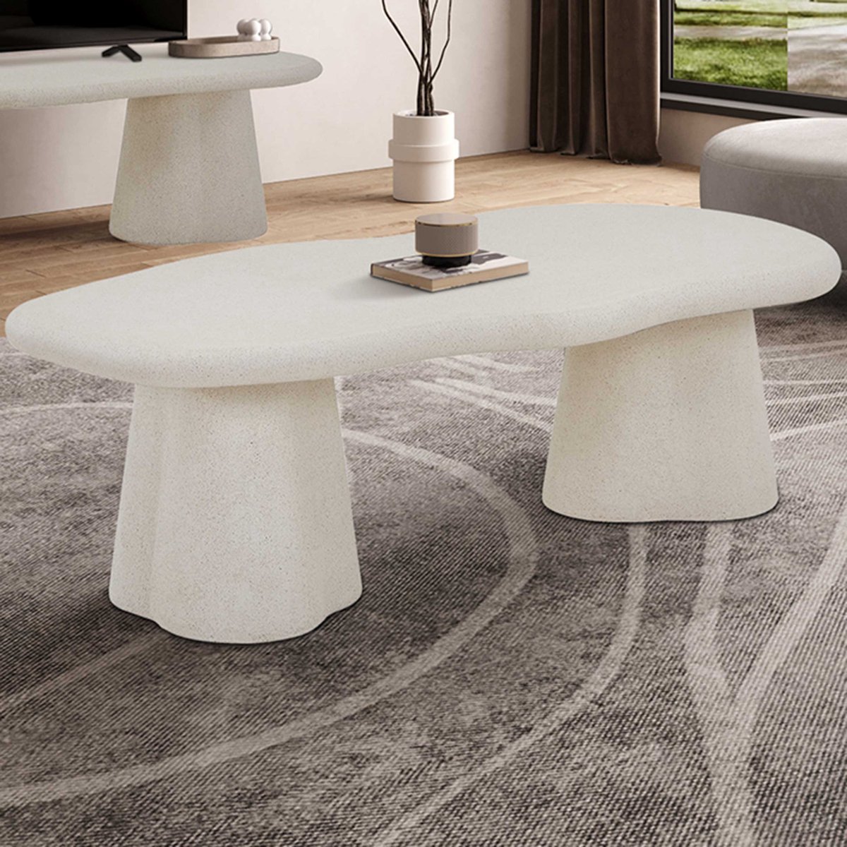 Salontafel Faro - 130x70x40cm - Cementverf - Wit
