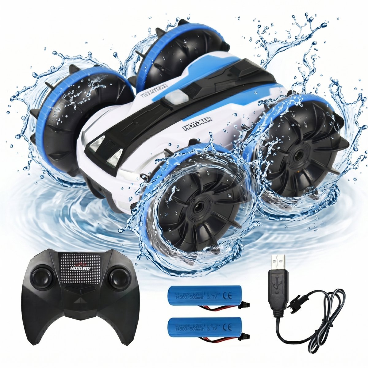 Kiddel RC Bestuurbare Auto en Boot - Afstandsbestuurbare Auto All Terrain - Radiografisch - Waterdicht - Met 2 Accu's voor Jongens en Meisjes
