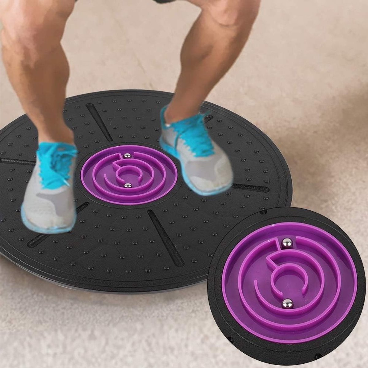 Paarse Labyrint Wobble Balance Board voor Yoga, Fitness en Stabiliteitstraining - Sterk Oefenbord met 360° Rotatie en Draagvermogen tot 150 kg voor Verbeterde Balans en Coördinatie