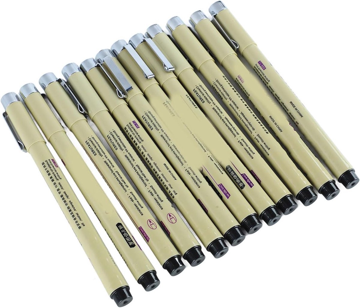 Waterdichte Acrylverf Fineliners 12 Stuks - Fijne Puntpennen voor Schetsen, Technisch Tekenen en Mangakunst, Perfect voor Kunstenaars en Creatieve Projecten