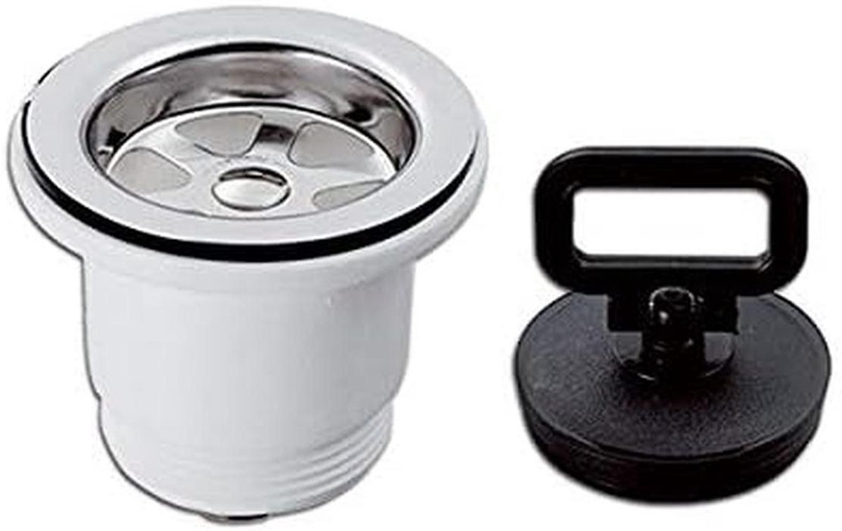 Afvoergarnituur Bekkenuitloop - Wastafel Afvoer - Sanitair Reparatie - Roestvrijstalen Zeef - 15 inch - Wit