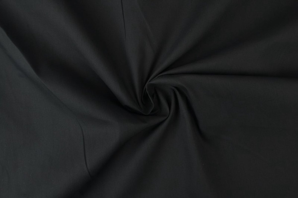 25 meter brandvertragende katoen stof - Zwart - 300cm breed