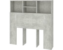 Hoofdbordkast - Bedombouw kast Hoofdeinde - Slaapkamer Organiseren - Met 4 Vakken - 100 x 19 x 103.5 cm - Betongrijs