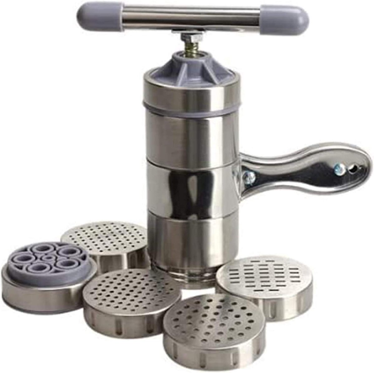 Roestvrijstalen Noedelmaker - Pastamachine Handmatig - Verse Pasta Maken - 5 Verschillende Modellen - Niet Vaatwasserbestendig - Zilverkleurig