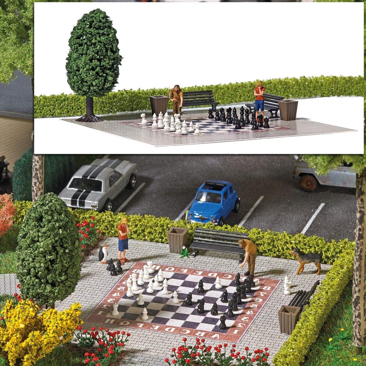 Tuin Schaakscène - Decoratieonderdeel - Modelbouw - Gedetailleerd ontwerp - 500 Gram - Groen