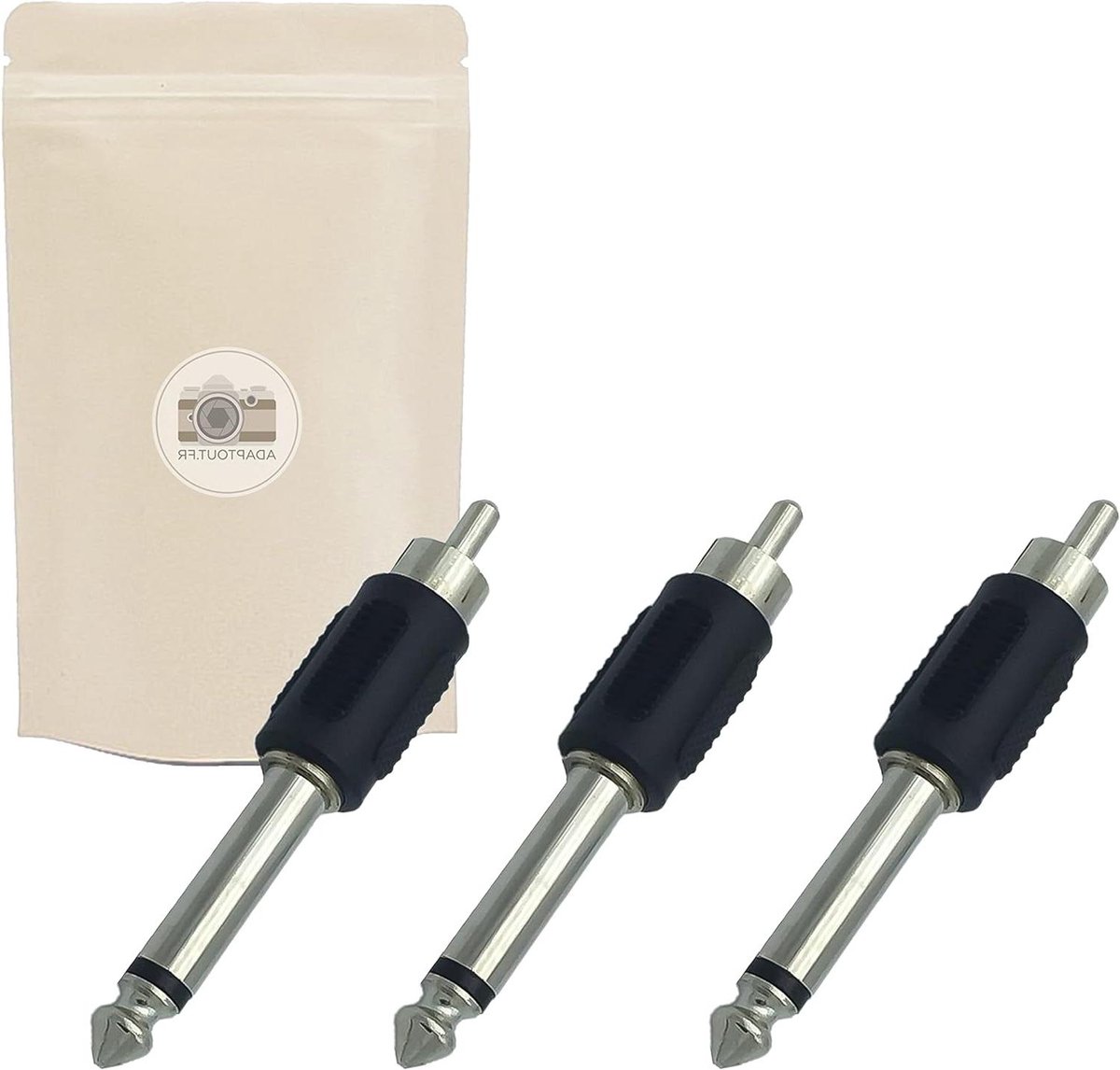 Adapter Set - Audio Kabel Adapter - Muziek Verbindingen - Mono Jack naar Cinch - 6.35mm - Zwart