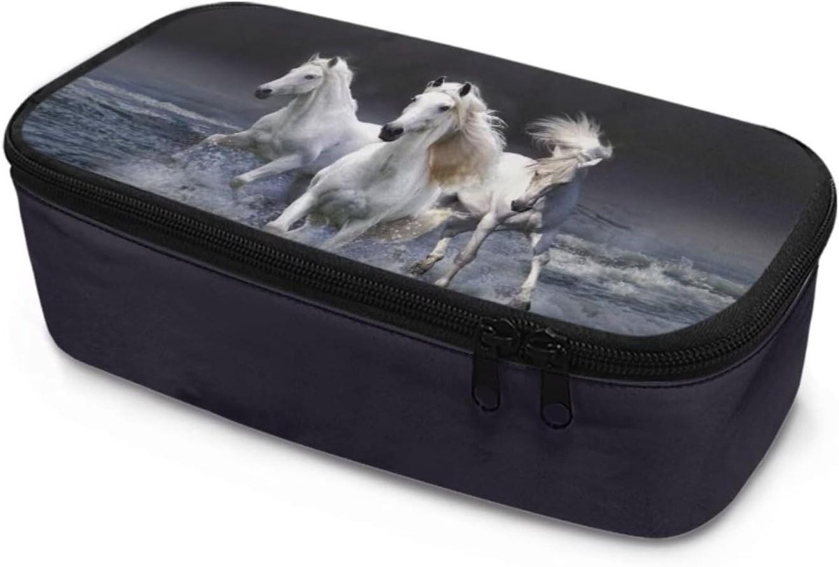 Potlood etui - Pennendoos etui - School en kantoor - Grote capaciteit met vakken - 26x11.5x7.5cm - Paard print