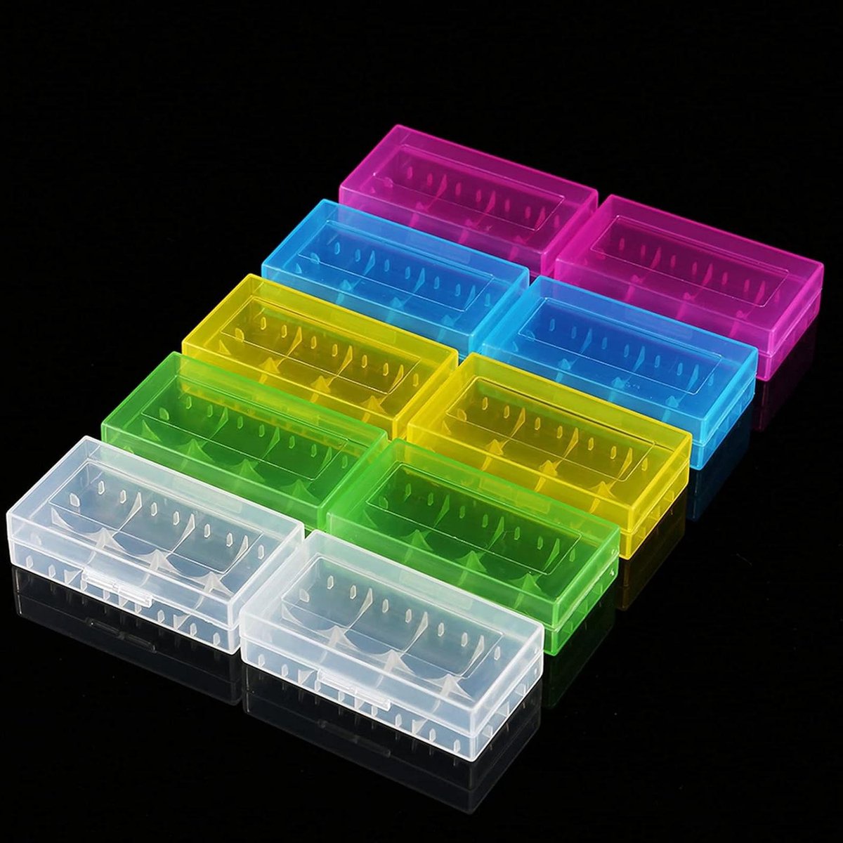 Batterijhouder - Opbergdoos Batterij - Batterijen Organiseren - Multifunctioneel Ontwerp - 10 Stuks - 5 Kleuren