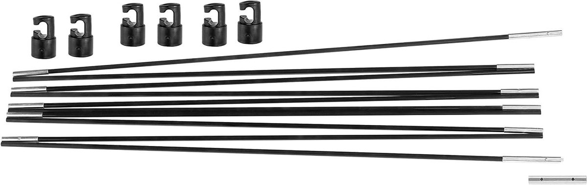 Trampoline Glasvezel Staven - Vervangende Net Stangen - Trampoline Net Repareren - Universele Pasvorm - 6 Stuks - Zwart